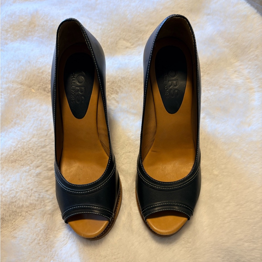 Michael Kors Black wedge Peep Toe Heels